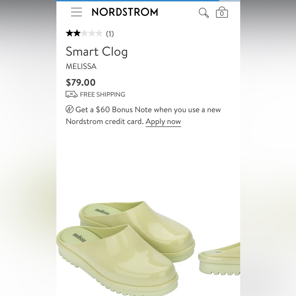 NWT- Melissa smart clog, green, sz 7